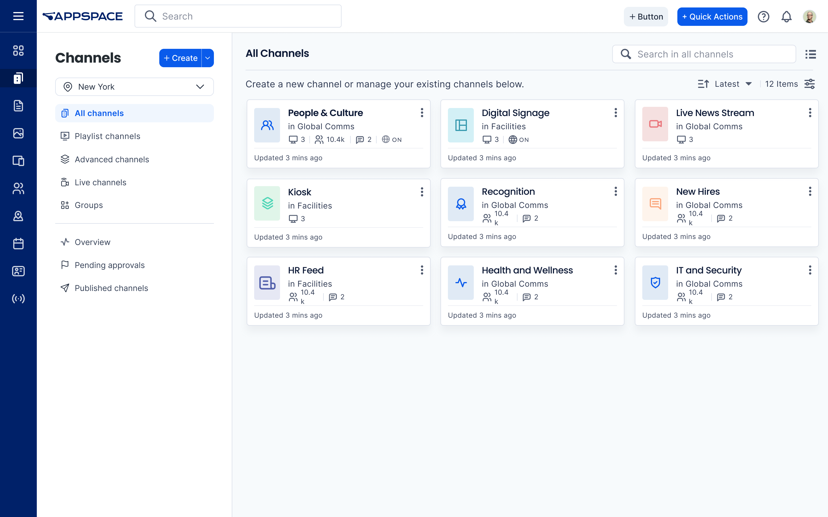 Screenshot of a company events management interface showing tabs for Edit, Preview, Publish, Analytics, and Settings. The Publish tab is selected, with stats: 7 Devices, 11 Users, 0 Apps, and Web OFF. Audience options include Employee App and Email.