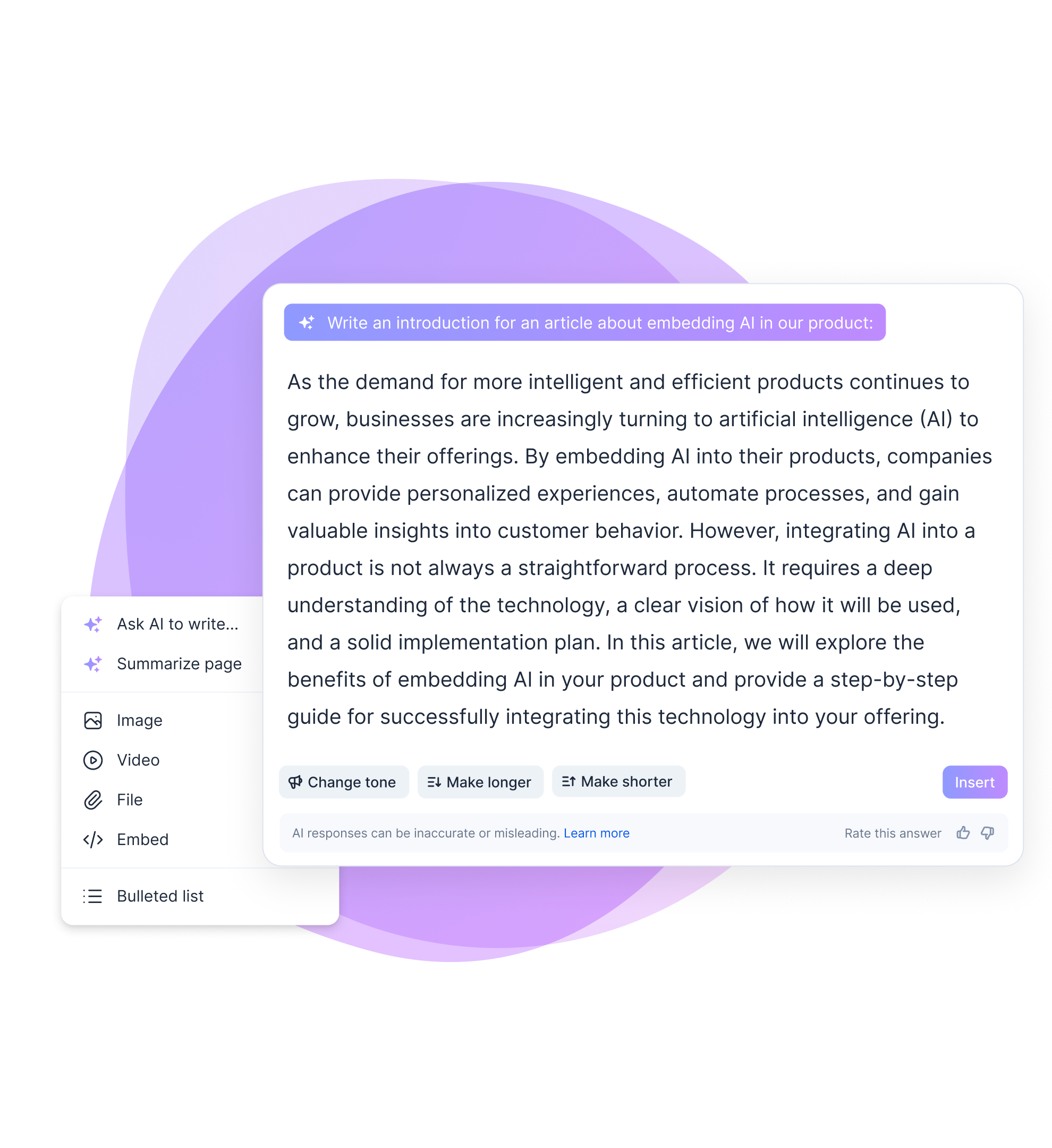 Illustration of content creation features within Appspace AI.