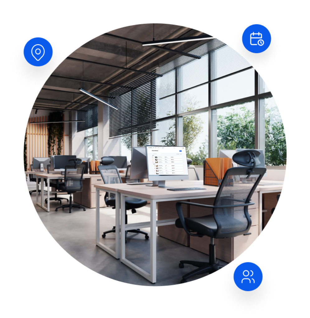 Room booking software on desktop computer.