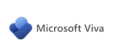 Microsoft Viva logo featuring a stylized blue and purple abstract shape on the left, next to the words Microsoft Viva in gray text on a white background.
