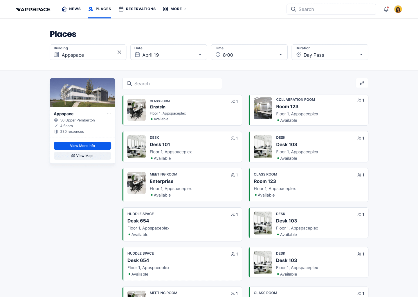 Workplace management - places