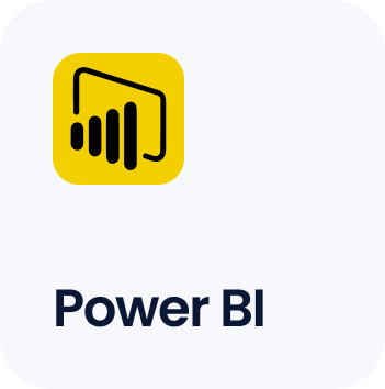 Yellow Power BI logo with stylized bar chart icon on the left.